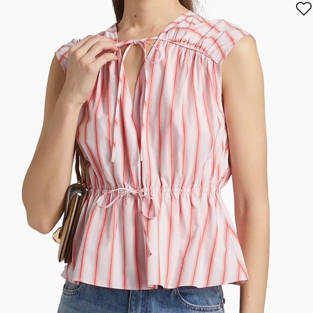 DEREK LAM 10 CROSBY NWT CAROLINE STRIPED TIE TOP PINK
